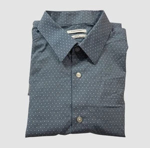 Calvin Klein Slim Fit Performance Dress Shirt Men’s 16 32/33 Blue With White Dot - Picture 1 of 12