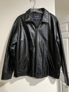 Chaqueta de cuero negra vintage Gap años 90’s para hombre grande impecable estado - Imagen 1 de 11