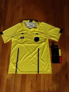 Camiseta uniforme de árbitro de fútbol Score: damas, amarilla, adulto mediana con silbato  - Imagen 1 de 1
