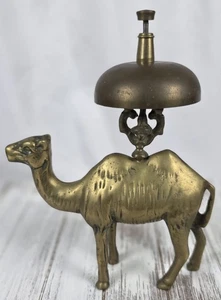 Vtg MCM Brass Camel Figure Push Hotel Bell/Front Desk Counter Service Bell - Picture 1 of 5