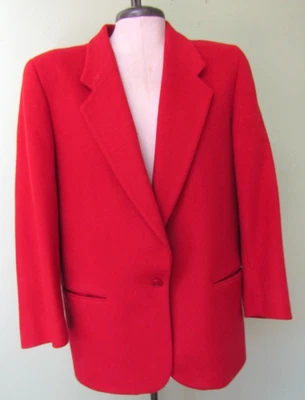 VINTAGE L.L. BEAN LADIES RED CASHMERE WOOL JACKET / SIZE 12P - Image 1 of 4
