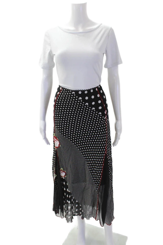 Elie Tahari Womens Elastic Waistband Lace Polka Dot Skirt Black Size 08 - Image 1 of 4