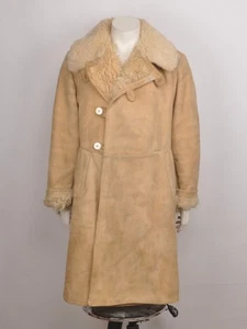 Vintage Echt Lammfell Winter Lammfell Mantel UdSSR Sowjet Armee Bekesha Tulup - Bild 1 von 11
