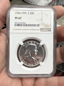 1956 Type 2 50c PF67 NGC Silver Kennedy Half Dollar Coin Proof - Picture 1 of 2