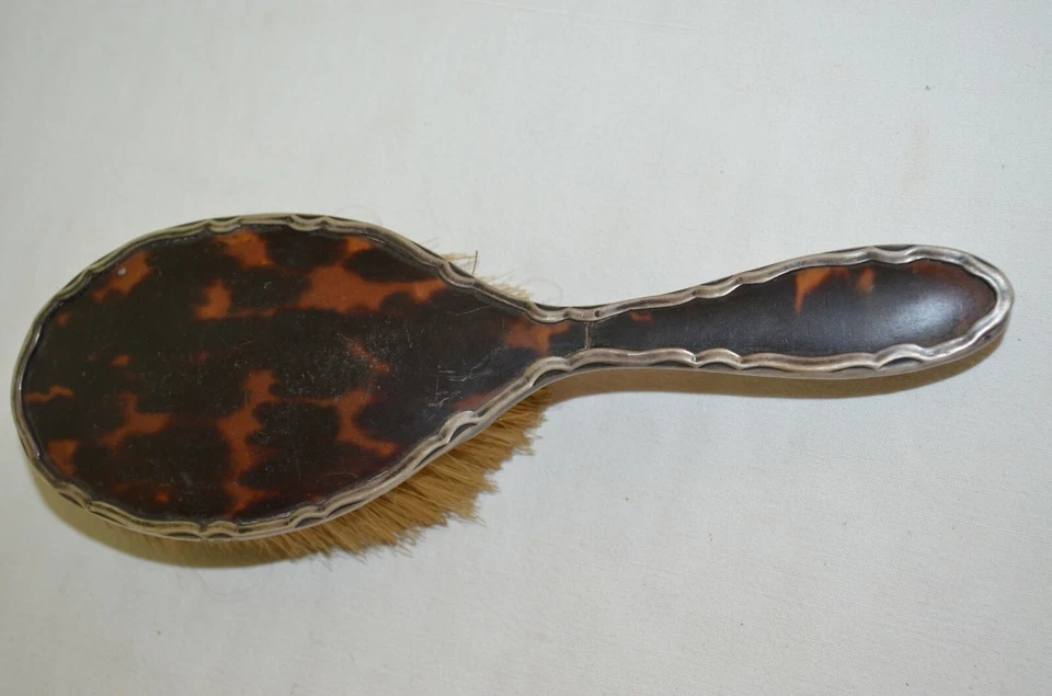 Ancienne Brosse à Cheveux Écaille et Argent XIX ème Angleterre - Photo 1/4