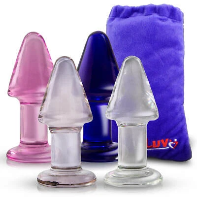 LeLuv Butt Plug 4 Inch Glass Thick Anal Toy with Premium Padded Pouch - Image 1 of 4