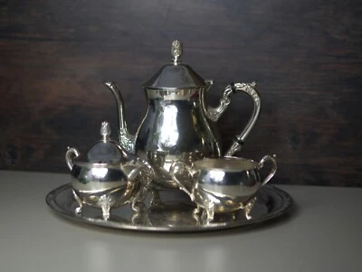 Vintage Art Deco Sheffield Tea Set – Nickel Silver-Plated, Elegant 3-Piece - Image 1 of 4