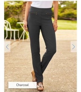 BNWT Cotton Traders CHARCOAL GREY Super Stretchy Pull On Trousers L29 Size 24 - Picture 1 of 2