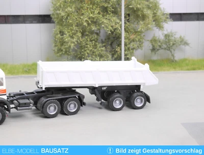 1:87 EM246 Bausatz Kibri 2achs Kipp Auflieger weiß schwarz für Umbau Eigenbau