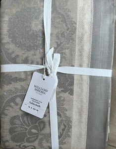 Williams Sonoma Sorrento Tile Jacquard Tablecloth 70" x 108", Gray - Picture 1 of 5