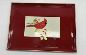 4 Otagiri Lacca UCCELLINO ROSSO Bacche Cardinali Vassoio Vacanze Giappone 14” X 10,25” - Foto 1 di 12