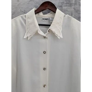 Vintage off white Koret Bluse mit Schulterpolstern Gr. 16 - Bild 1 von 9