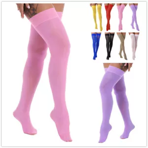 Sexy Women Oil Glossy Stockings Solid Color Tight Thigh High Stretchy Socks Club - Picture 1 of 103