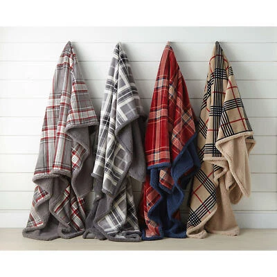 Manta Sherpa Reversible Suave de Felpa a Cuadros Marca de Miembro (Elige Color + Talla) Foto 1 de 4