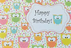 Tarjeta de cumpleaños con sobre 4 x 6 cumpleaños dibujos animados búho - Imagen 1 de 5