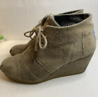 Toms Women's Kala Wedge Desert Taupe Bootie Boots Shoes Flannel Inside Us 6