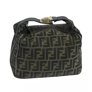 FENDI Zucca Canvas Vanity Pouch Brown Black Auth 106597 - Picture 1 of 20