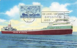 1069 3c SOO LOCKS - Patyk Postkarte - Spruch FD Stempel - Bild 1 von 2
