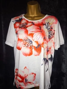 Paramour Medium / 10 UK Womens Vibrant Floral White Short-Sleeve Shirt - Picture 1 of 3