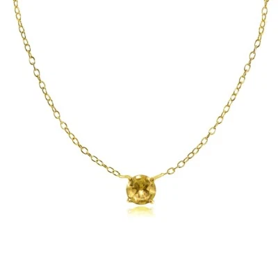 Delicado collar gargantilla redonda de citrino enchapado en oro plata 925 Foto 1 de 4