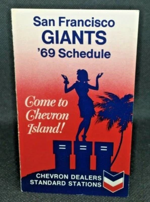 1969 San Francisco Giants Baseball Schedule Chevron Standard Stations Hula Girl - Image 1 of 4