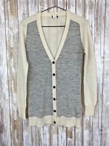 J CREW Colorblock Cardigan Sweater Tunic Alpaca Merino Blend Gray Ivory M Medium - Picture 1 of 6
