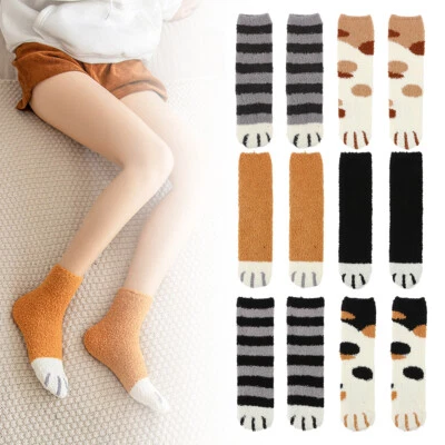6 Pairs Cat Claws Socks Thick Sleep Floor Sock Plush Coral Fleece Womens Girls - image 1 of 4