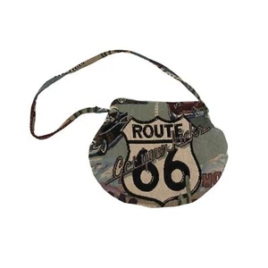Vintage 90’s Route 66 Tapestry Handmade Crossbody Bag Purse - Picture 1 of 7
