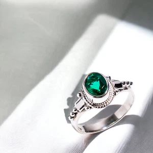 Natural Chrome Diopside Statement Green Ring Size  925 Silver - Picture 1 of 7