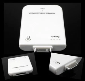2800MAH PORTABLE EXTERNAL WHITE BATTERY CHARGER 30-PIN IPHONE 4S 4 3GS IPOD NANO - Photo 1 sur 1
