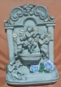 Cherub Resin Wall Decoration 11" Hand-Painted H X 8" W - Picture 1 of 4