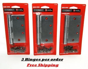 3 each Everbilt 4-1/2 in. x 4-1/2 in. Satin Chrome Commercial Grade Door Hinge - Picture 1 of 6