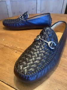 Saks Fifth Avenue mocassini da guida punta di cavallo intrecciati neri 11,5 M - Foto 1 di 12