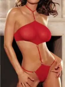 Damas Borgoña Rojo Tirantes Teddie Todo en Uno Escasa Lencería Cuerpo Abierto Peluche - Imagen 1 de 2
