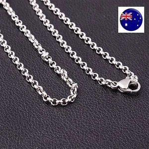 Men Women silver color 316L Surgical Stainless steel Titanium Chain Necklace  - Picture 1 of 8