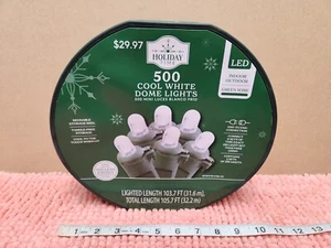 Holiday Time Christmas Lights 500 Cool White Dome Lights LED Green Wire 105.7' - Picture 1 of 7