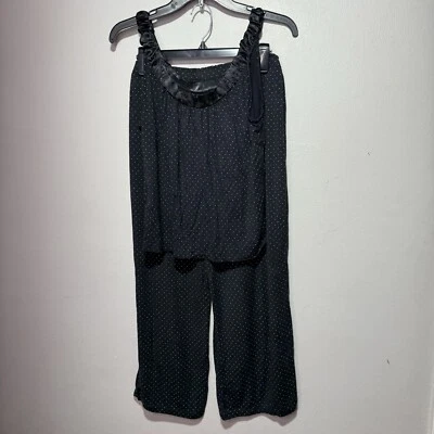 Alfani Intimates Pajama Set Women’s XL Tank & L Pants Black Polka Dot Sleeveless - Image 1 of 4