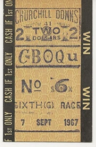 1967 Churchill Downs Betting Tote Ticket (Fall Meet) - Picture 1 of 2