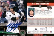 Mike Yastrzemski Signed 2017 Choice Norfolk Tides #33 RC Card Auto AU