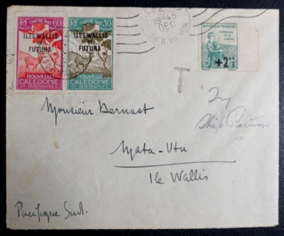 Wallis & Futuna 1936 Cubierta a Malta Barco Perturin Noumea Nueva Caledonia Raro Foto 1 de 2