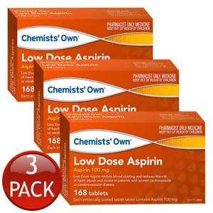 3 x Chemists' Own Low Dose Aspirin Inhibits Blood Clot Enteric Coated 168 Tabs - Picture 1 of 12