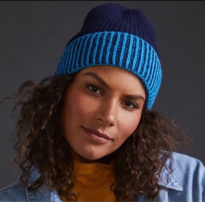 Anthropologie Gorro Azul Maeve Dos Tonos Sombrero Gorra Acogedor Elegante Invierno Otoño NUEVO Foto 1 de 4