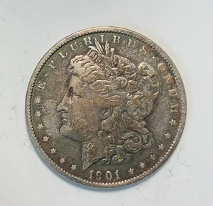 1901 MORGAN SILVER DOLLAR BETTER DATE VF REVERSE RIM DAMAGE - Picture 1 of 2