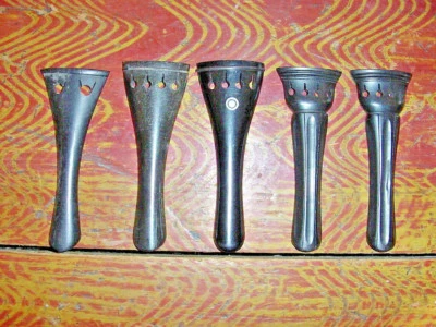 5 VINTAGE VIOLIN EBONY TAILPIECE SOLD AS A LOT two are NOS from Germany  4/4  - Image 1 of 4