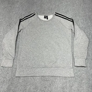 Adidas Sweatshirt Youth Large 16-18 Gray Heather Crewneck Sweater 3 Stripes - Picture 1 of 11