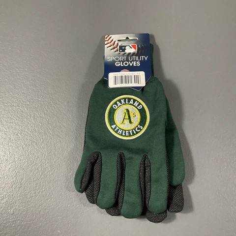 Oakland Athletics MLB Baseball Sports Utility Gloves Green and Yellow Team Logo Cover