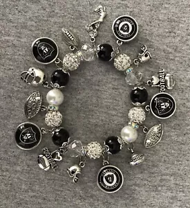 NFL Oakland Raiders beaded charms bracelet - Picture 1 of 1