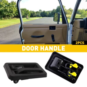 For 87-02 Jeep Wrangler Black Inside Door Handle Set 55176476AB 55176477AB - Picture 1 of 10