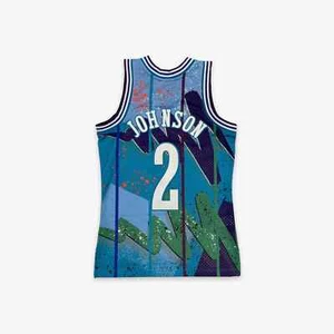 Camiseta deportiva de Larry Johnson Swingman 1995 de Larry Johnson a rayas aros - Imagen 1 de 10