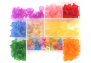 300 pieces Frosted Matte Mixed Colors Lucite Petunia and Calla Lily Flower Beads - Picture 1 of 5